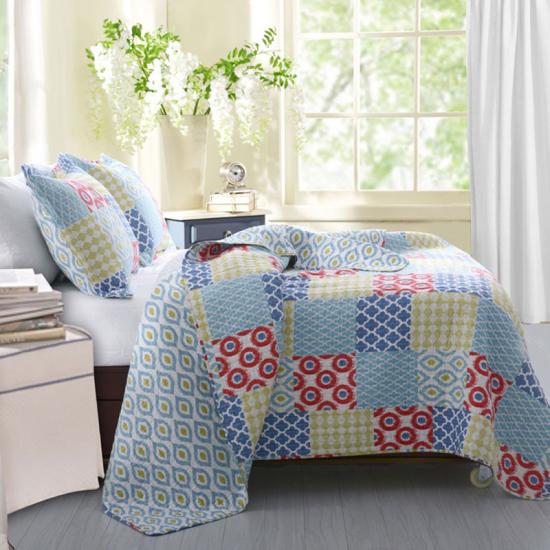 cxmicrotex Floralis Patchwork Print Quilted Bedspread