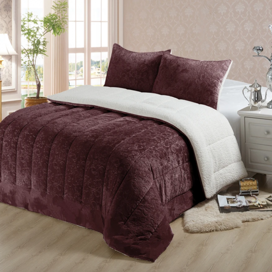 Print Italia Fur Paraclitus Quilted Sherpa Bedspread Coverlet