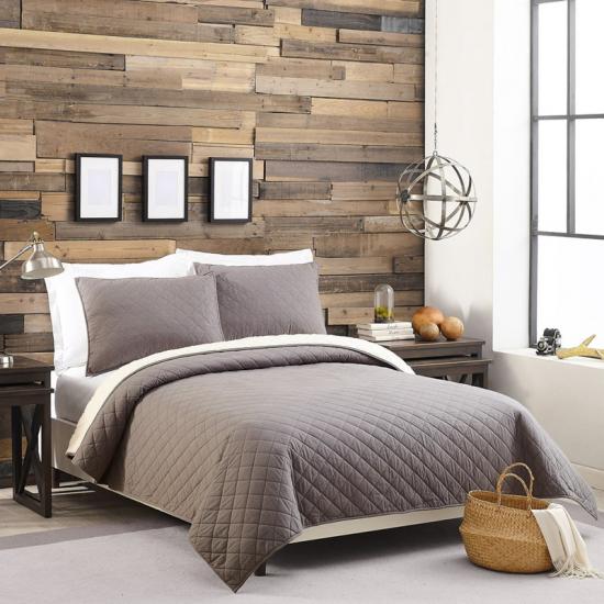 Diamond Quilted Sherpa stratos solidi stratoria Set